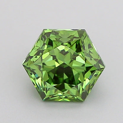 HEXAGONAL 1.02 CARAT FANCY VIVID GREEN VS1  VG EX NONE