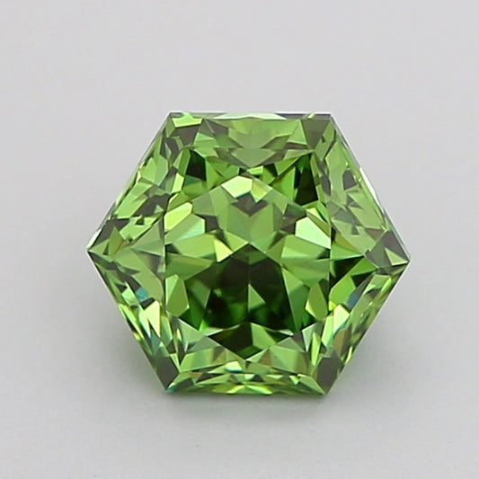 HEXAGONAL 1.02 CARAT FANCY VIVID GREEN VS1  VG EX NONE
