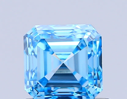 ASSCHER 0.99 CARAT FANCY VIVID BLUE VVS2  VG VG NONE