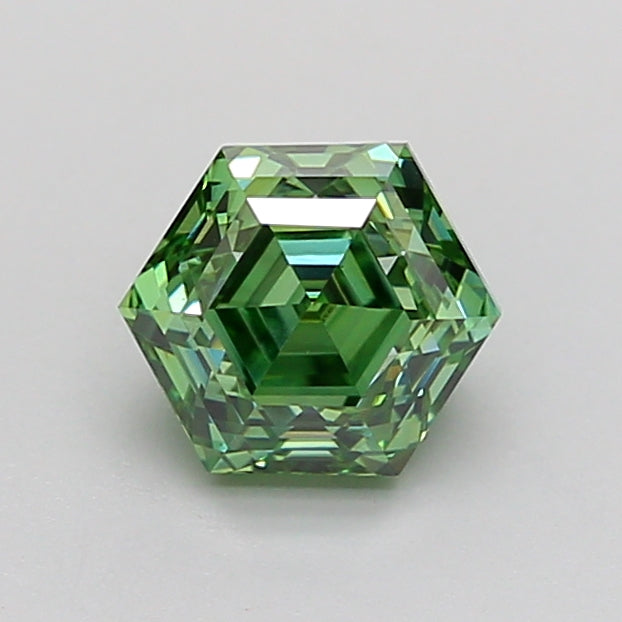 hexagonal 1.02 carat fancy vivid green vs1  vg vg none
