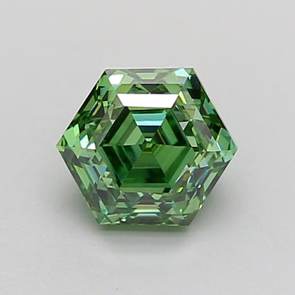 HEXAGONAL 1.02 CARAT FANCY VIVID GREEN VS1  VG VG NONE
