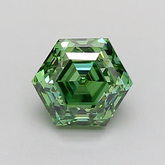HEXAGONAL 1.02 CARAT FANCY VIVID GREEN VS1  VG VG NONE