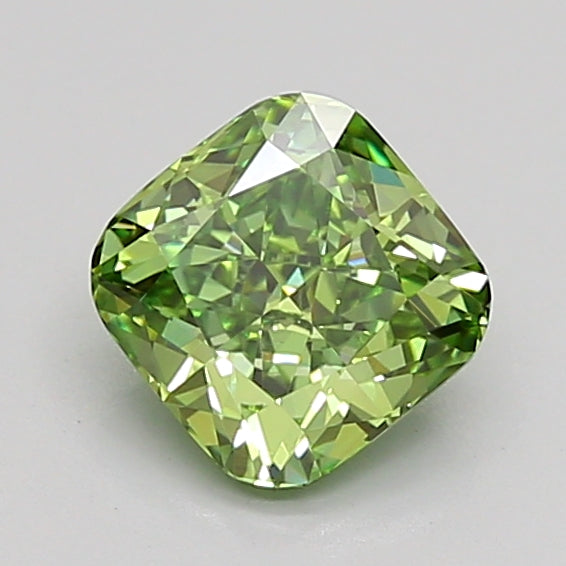 cushion 1.01 carat fancy vivid green vvs2  ex vg none