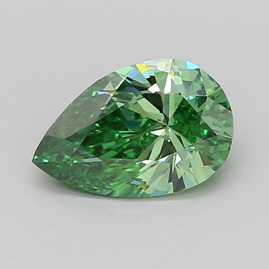PEAR 1 CARAT FANCY VIVID GREEN VVS2  VG VG NONE