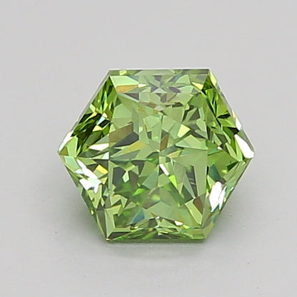 HEXAGONAL 1.01 CARAT FANCY VIVID GREEN VS1  EX VG NONE