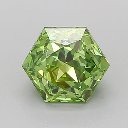 HEXAGONAL 1.01 CARAT FANCY VIVID GREEN VVS2  VG VG NONE