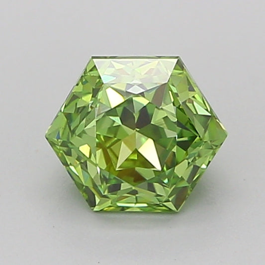 HEXAGONAL 1.01 CARAT FANCY VIVID GREEN VVS2  VG VG NONE