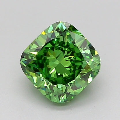 CUSHION 0.98 CARAT FANCY VIVID GREEN VS1  VG VG NONE