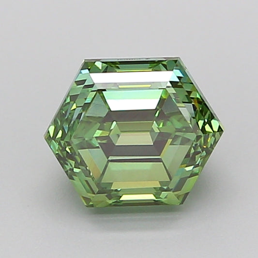 HEXAGONAL 1.51 CARAT FANCY VIVID GREEN VS1  VG VG VERY SLIGHT