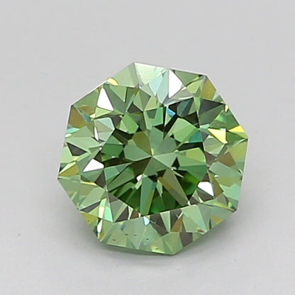 OCTAGONAL 0.9 CARAT FANCY VIVID GREEN VVS2  VG VG NONE