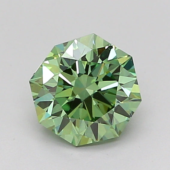 octagonal 0.9 carat fancy vivid green vs1  vg vg none