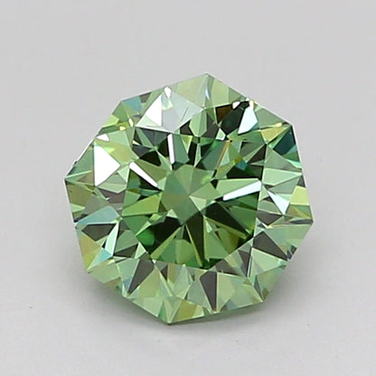 OCTAGONAL 0.9 CARAT FANCY VIVID GREEN VS1  VG VG NONE