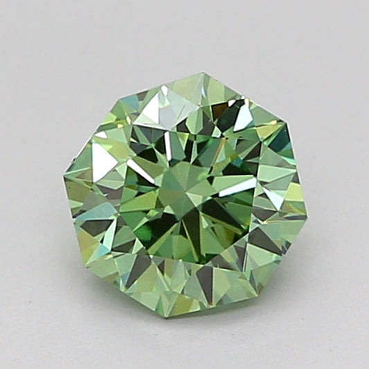 OCTAGONAL 0.9 CARAT FANCY VIVID GREEN VS1  VG VG NONE