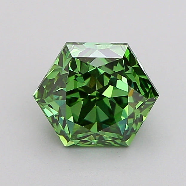 hexagonal 1.06 carat fancy vivid green vs1  vg ex none