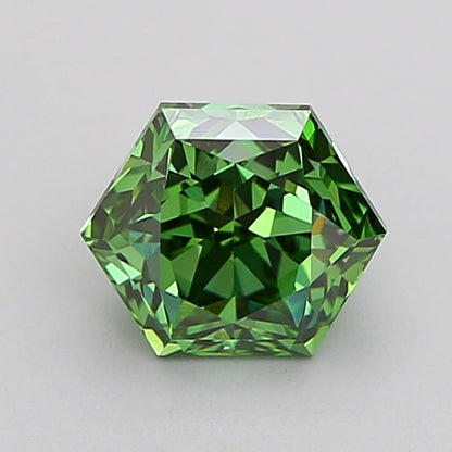 HEXAGONAL 1.06 CARAT FANCY VIVID GREEN VS1  VG EX NONE