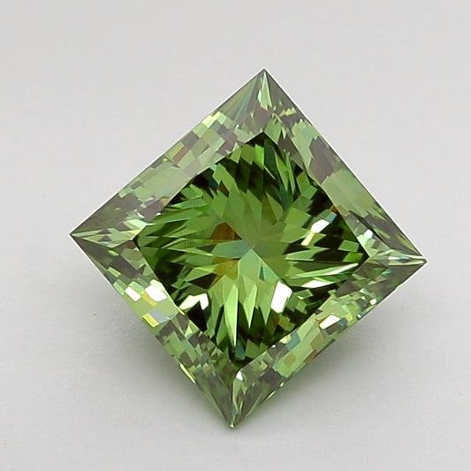PRINCESS 1.51 CARAT FANCY VIVID GREEN VVS2  VG Good NONE