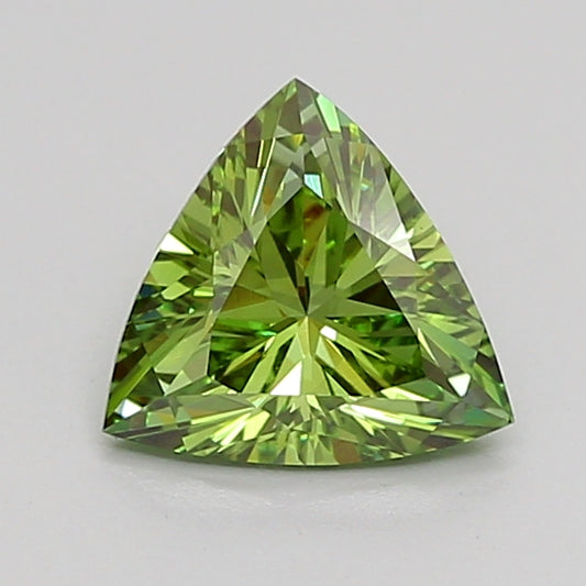TRIANGULAR 1.01 CARAT FANCY VIVID GREEN VVS2  EX EX VERY SLIGHT