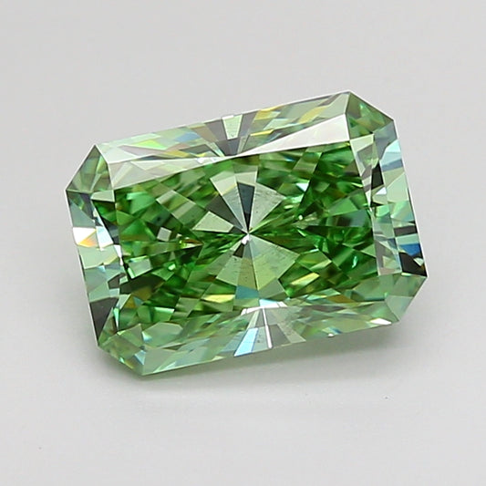 RADIANT 2.01 CARAT FANCY VIVID GREEN VS2  EX EX NONE