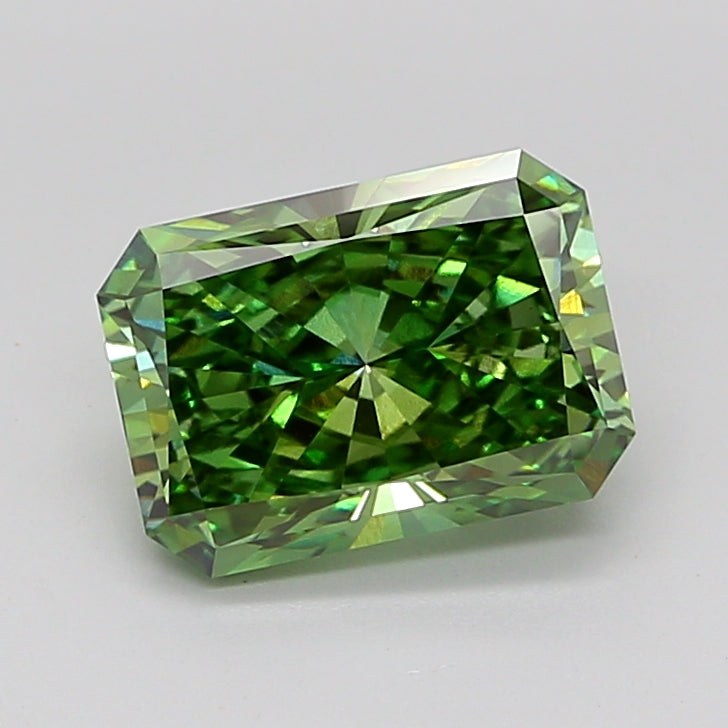 radiant 3.08 carat fancy vivid green vs1  ex ex none
