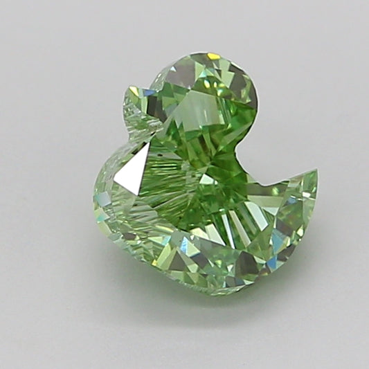 FREEFORM FACETED 1.17 CARAT FANCY VIVID GREEN VS1  VG VG VERY SLIGHT