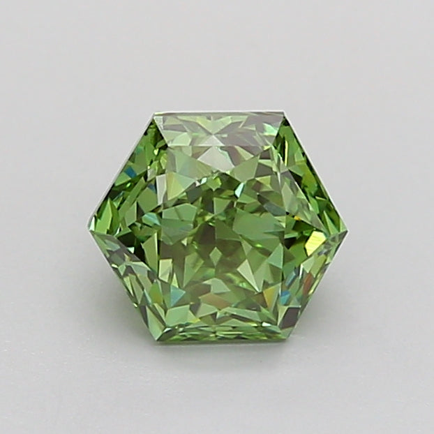 hexagonal 1 carat fancy vivid green vs1  vg vg none