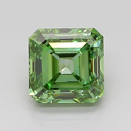 ASSCHER 1 CARAT FANCY VIVID GREEN VS2  VG VG NONE