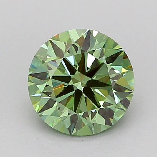 ROUND 1.01 CARAT FANCY VIVID GREEN VVS2 ID EX EX NONE