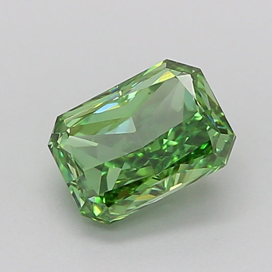 RADIANT 0.95 CARAT FANCY VIVID GREEN VS1  VG VG VERY SLIGHT