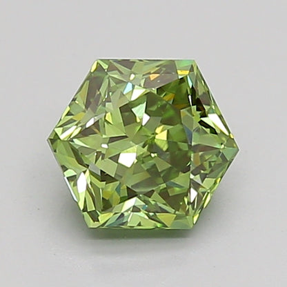 HEXAGONAL 1.04 CARAT FANCY VIVID GREEN VS1  VG VG VERY SLIGHT