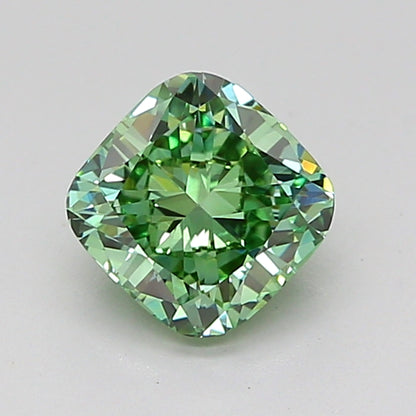 CUSHION 1.02 CARAT FANCY VIVID GREEN VVS2  VG VG NONE