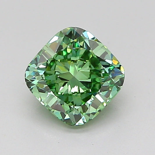 CUSHION 1.02 CARAT FANCY VIVID GREEN VVS2  VG VG NONE