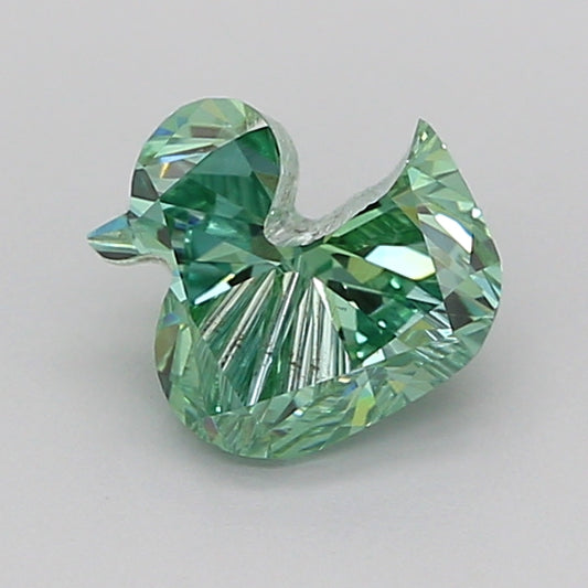 FREEFORM FACETED 1.09 CARAT FANCY VIVID GREEN VS1  EX EX NONE