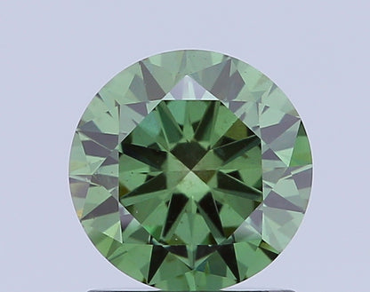 ROUND 1.17 CARAT FANCY VIVID GREEN VS2 VG VG VG NONE