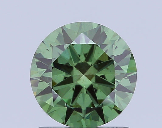 ROUND 1.17 CARAT FANCY VIVID GREEN VS2 VG VG VG NONE