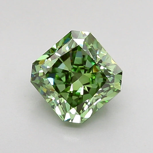 RADIANT 1 CARAT FANCY VIVID GREEN VS1  VG VG SLIGHT