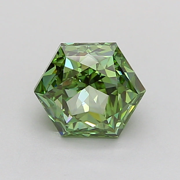 hexagonal 1.04 carat fancy vivid green vs1  vg vg none