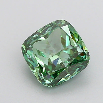 CUSHION 1 CARAT FANCY VIVID GREEN VVS1  VG VG VERY SLIGHT