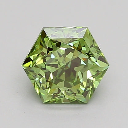 HEXAGONAL 1.05 CARAT FANCY VIVID GREEN VS1  EX EX VERY SLIGHT