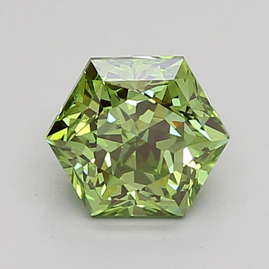 HEXAGONAL 1.05 CARAT FANCY VIVID GREEN VS1  EX EX VERY SLIGHT