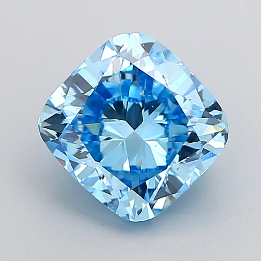CUSHION 1.54 CARAT FANCY VIVID BLUE VS1  VG VG NONE