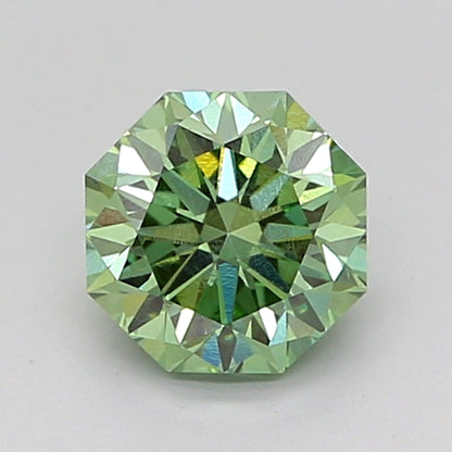 OCTAGONAL 0.93 CARAT FANCY VIVID GREEN VS1  Good VG NONE