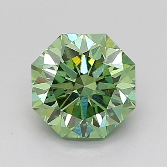 OCTAGONAL 0.93 CARAT FANCY VIVID GREEN VS1  Good VG NONE