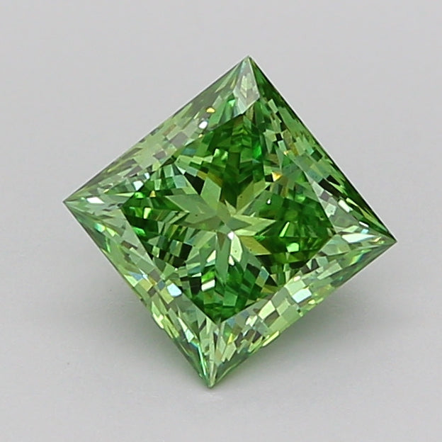 princess 1.02 carat fancy vivid green vs2  ex vg very slight