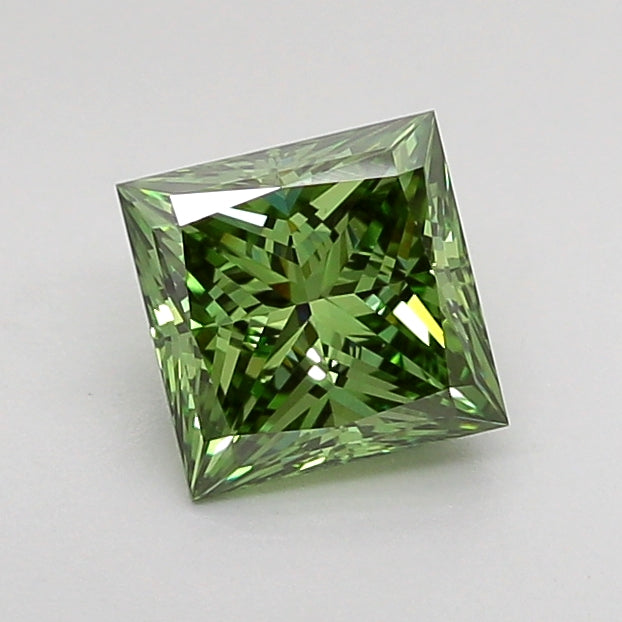 princess 0.92 carat fancy vivid green vvs2  vg vg none