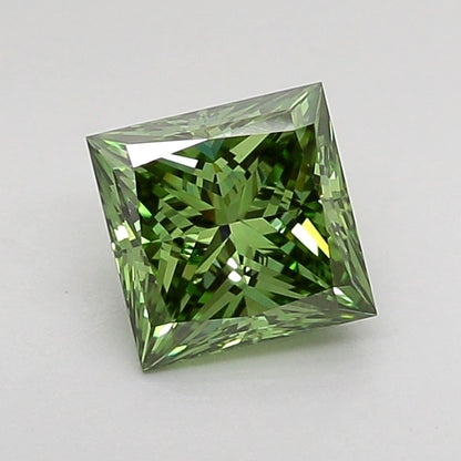 PRINCESS 0.92 CARAT FANCY VIVID GREEN VVS2  VG VG NONE