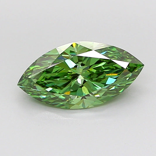 MARQUISE 2.01 CARAT FANCY VIVID GREEN VS2  EX EX VERY SLIGHT