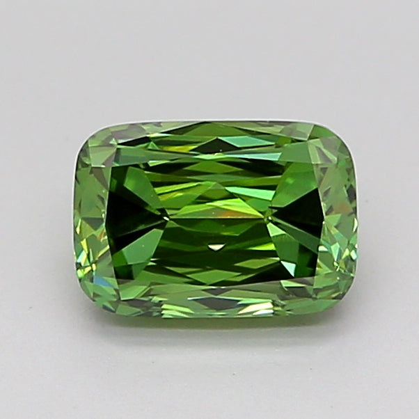 cushion 0.96 carat fancy vivid green vvs2  vg vg none