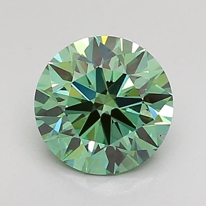 ROUND 1.01 CARAT FANCY VIVID GREEN VVS2 ID VG EX NONE