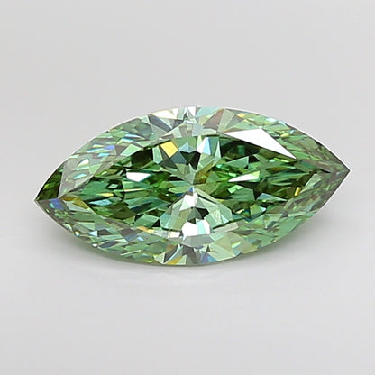 MARQUISE 3.51 CARAT FANCY VIVID GREEN VS2  EX EX NONE