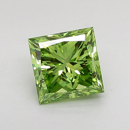 PRINCESS 0.99 CARAT FANCY VIVID GREEN VVS2  VG VG NONE